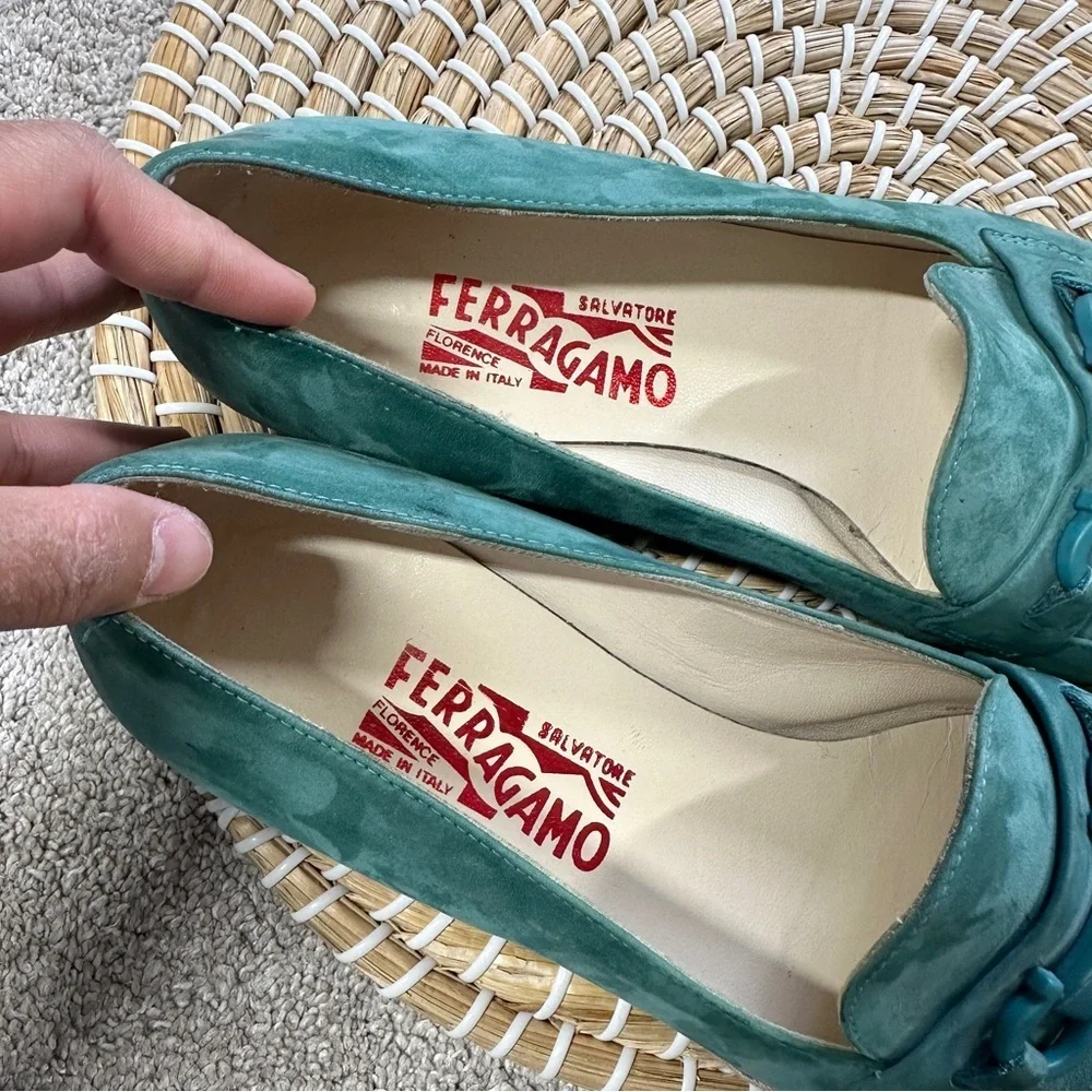 Salvatore Ferragamo Women’s Gancini Espadrilles Flats Shoes Slip On Suede 8B